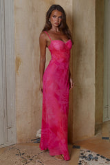 Charlotte Bustier Slip Maxi Dress Rosalita Pink
