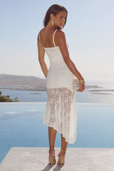 Dia Asymmetrical Hem Midi Dress White