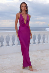 Elena Low Plunge Maxi Dress Plum