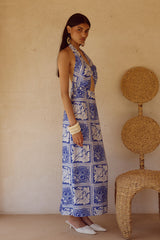 Elka Halter Midi Dress Havanna Navy