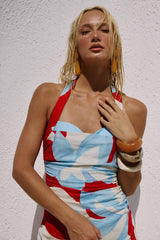 Evie Sweetheart Halter Mini Dress Amoree Red