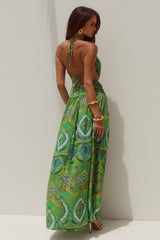 Fontana Deep Plunge Maxi Dress Indiana Green