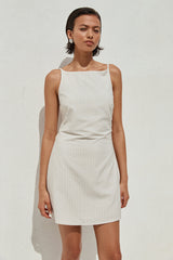 Heather Mini Dress Stone Pinstripe