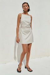 Heather Mini Dress Stone Pinstripe