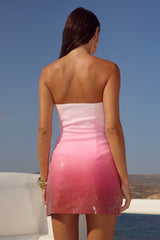 Ibiza Strapless Sequin Mini Dress Strawberry Shortcake Ombre