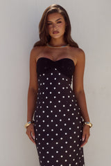 Kadie Off Shoulder Maxi Dress Blackwhite Polka