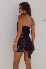 Kadie Off Shoulder Mini Dress Blackwhite Polka