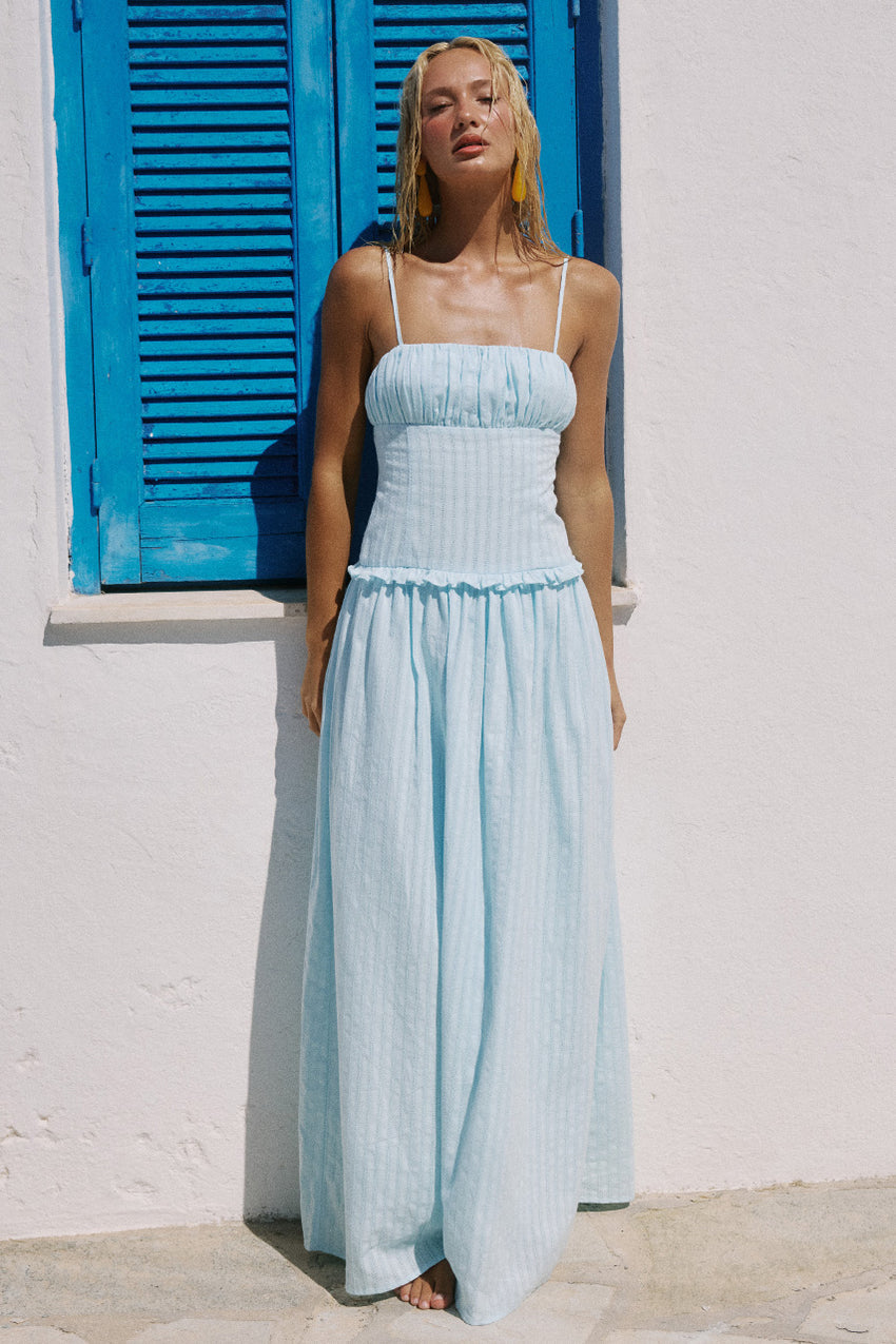 Keily Square Neck Maxi Dress Blue
