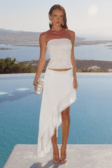 Loana Lace Trim Strapless Top White