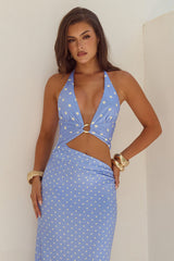 Lumia Halter Cutout Maxi Dress Periwinklelemon Polka