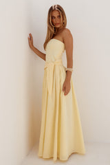 Maeve Strapless Side Tie Maxi Dress Butter