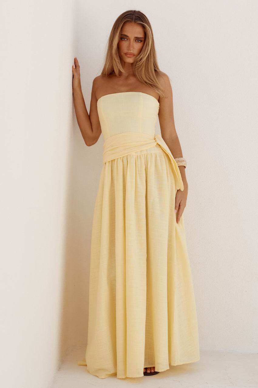 Maeve Strapless Side Tie Maxi Dress Butter