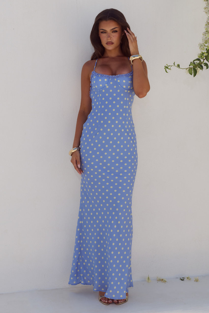 Monet Cross Back Maxi Dress Periwinklelemon Polka
