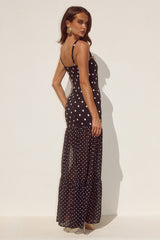 Tillie Sheer Bottom Maxi Dress Blackwhite Polka