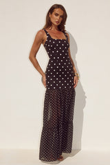 Tillie Sheer Bottom Maxi Dress Blackwhite Polka
