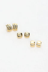 Irma Geometric Stud Earrings Set Gold