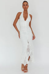 Alisette Halter Split Maxi Dress White