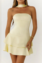 Summer Wardrobe Satin Mini Dress Yellow