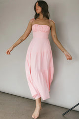 New Light Tied Shoulder Maxi Dress Blush