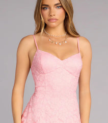 Romantic Notion Glitter Lace-Up Mini Dress