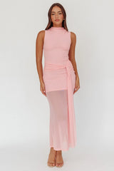 Girl's Night Waist Sash Maxi Dress Pink