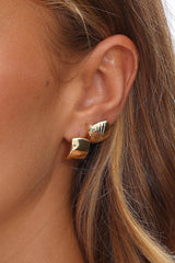 Irma Geometric Stud Earrings Set Gold