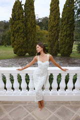 Delicate Lace Dream Midi Dress White