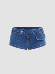 Stretch Cider Denim Low Rise Micro Shorts